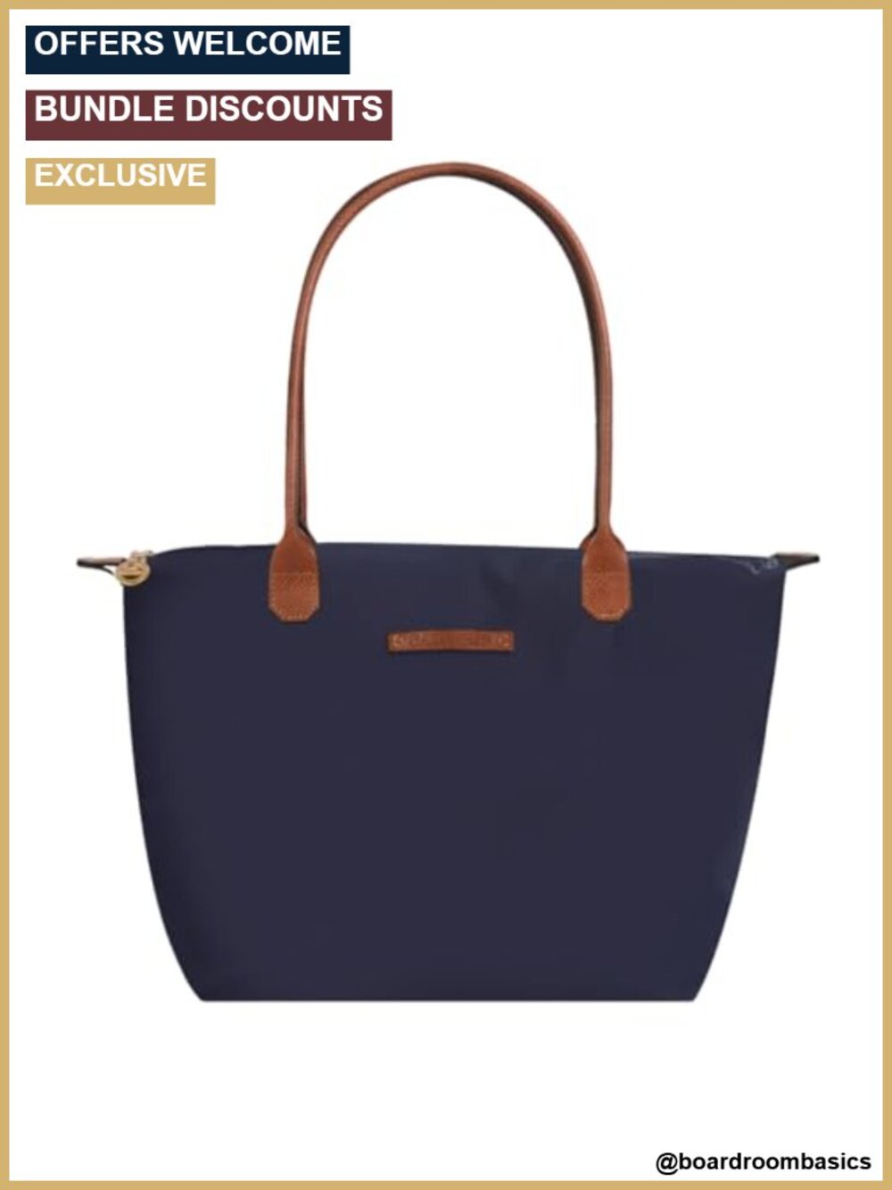 Lightweight Nylon Tote Bag with Zipper Spacious Handbag